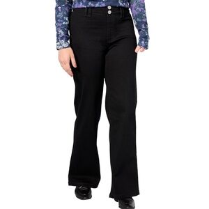 New Denim & Co Adaptive Pull On Easy Stretch Wide Leg Jeans Black Size 10